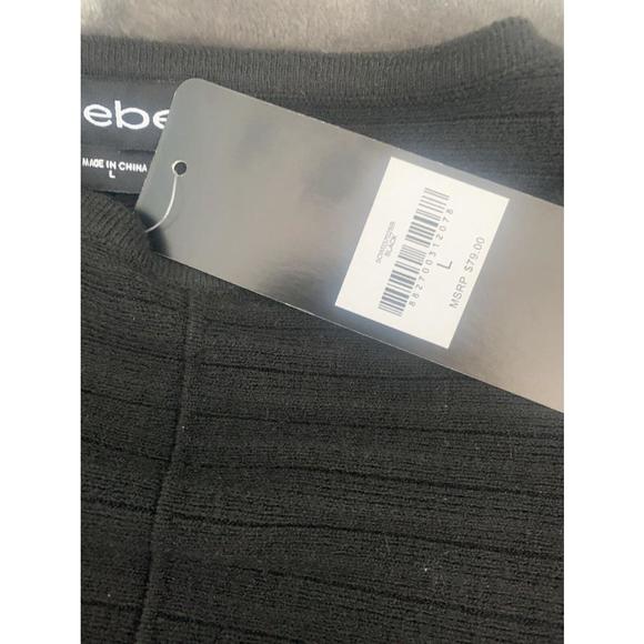 NWT Bebe Black Ribbed Sweater, Large - Picture 3 of 7